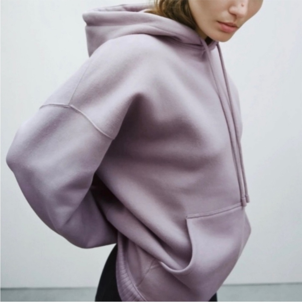 Zara Women's Light Purple Oversized Hoodie